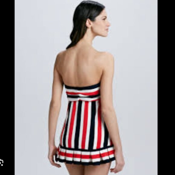 Vintage Juicy Couture Swimsuit Sailor Nautical Red White Blue Stripes Size Large - Picture 2 of 16
